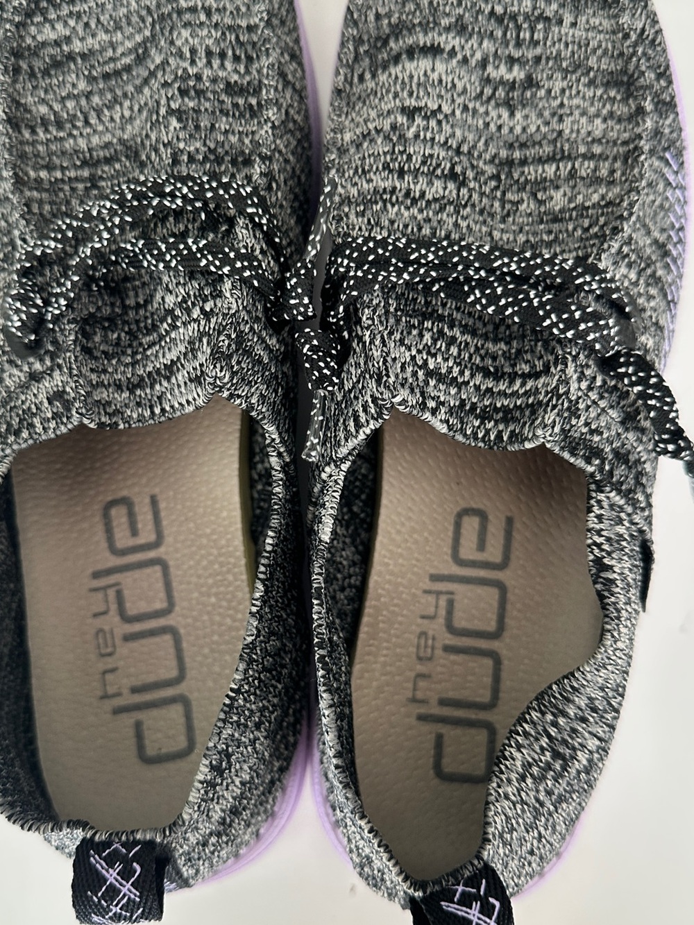 Hey Dude Women’s Knit Slip-On Loafers — Black and Gray/Lavender - Picture 3 of 8